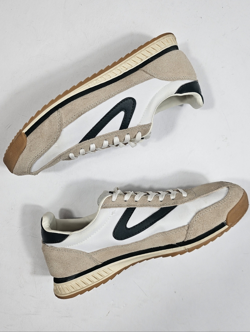 Tretorn Rawlins 2.0 Suede & Textile White  Beige Green Lace Up Retro Sneaker - Picture 8 of 16